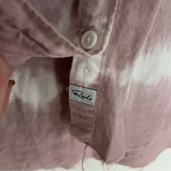 Rails Ingrid Raw Shirt Mauve White Waves Casual Women’s Small - Picture 6 of 13